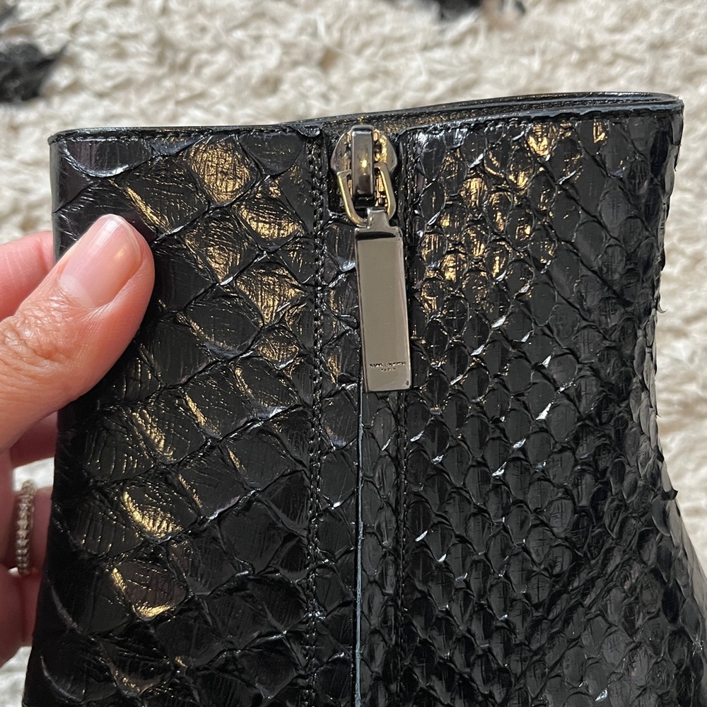 Saint Laurent size 36.5 Black Python booties Textured Ankle Boots - Picture 7 of 13